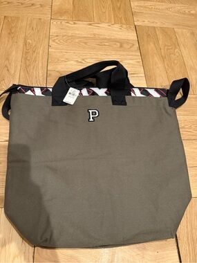 PINK Victoria's Secret Olive Tote with Black Handles